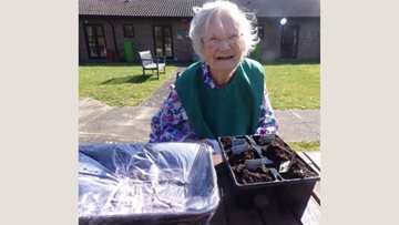Gardening fun for Harefield care home Resident